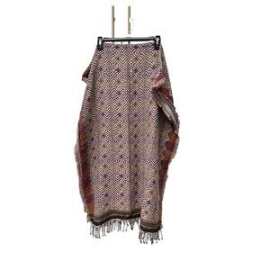 Ahujasons Wrap Scarf Wool Geometric Artsy Fringe Ends Womens 77" Long Orange